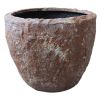 Set of Three 21" Brown Stone Indoor Outdoor Round Pot Planter