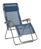 30" Blue and Gray Steel Outdoor Zero Gravity Chair with Blue Cushion