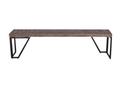 60" Modern Dark Acacia And Black Iron Bench