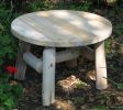 25" Natural Rounded Solid Wood Outdoor Coffee Table