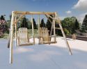 87" X 70" X 65"  Natural Wood Double Chair Swing
