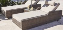 78" X 29" X 35" Brown 3Piece Outdoor Arm Chaise Lounge Set With  Cushions