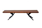 Brown Black Wood Metal Dining Bench