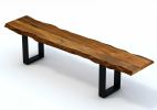 71" Live Edge Acacia Wood Bench With Black Metal Legs