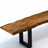 71" Live Edge Acacia Wood Bench With Black Metal Legs