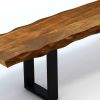 71" Live Edge Acacia Wood Bench With Black Metal Legs