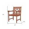 24" Brown Solid Wood Indoor Outdoor Arm Chair