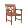 24" Brown Solid Wood Indoor Outdoor Arm Chair