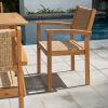 22" Set of Two Natural Wood and Rattan Indoor Outdoor Dining Chairs