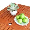 59" Brown Solid Wood Outdoor Dining Table with Umbrella Hole