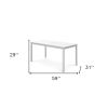 59" White Solid Wood Outdoor Dining Table with Umbrella Hole