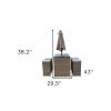 Six Piece Brown and Gray Faux Wicker Outdoor Bar Height Table Set with Umbrella and Stools
