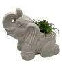 17"  Cream Elephant Indoor Outdoor Planter Statue