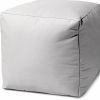 17" Cool Crisp White Solid Color Indoor Outdoor Pouf Ottoman