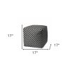 17" Black And White Polyester Cube Geometric Indoor Outdoor Pouf Ottoman