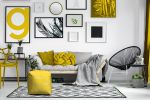 17" Yellow And White Sailboat Indoor Outdoor Cube Ottoman