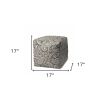 17" Taupe Polyester Cube Paisley Indoor Outdoor Pouf Ottoman