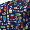 17" Blue Polyester Cube Indoor Outdoor Pouf Ottoman