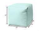 17" Cool Pale Aqua Solid Color Indoor Outdoor Pouf Cover