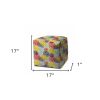 17" Green Cube Floral Indoor Outdoor Pouf Cover