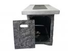 Rectangular Grey Brick Gas Fire Pit with Lava Rocks