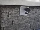 Rectangular Grey Brick Gas Fire Pit with Lava Rocks