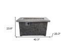 Rectangular Grey Brick Gas Fire Pit with Lava Rocks