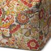 17" Gray Cube Floral Indoor Outdoor Pouf Cover