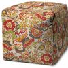 17" Gray Cube Floral Indoor Outdoor Pouf Cover