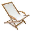 27" White and Natural Wood Solid Wood Indoor Outdoor Deck Chair