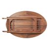 40" Brown Oval Solid Wood Folding Outdoor Side Table