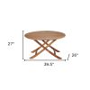 40" Brown Oval Solid Wood Folding Outdoor Side Table