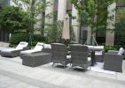 Twelve Piece Outdoor Gray Wicker Multiple Chairs Seating Group Fire Pit Included with White Cushions