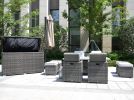 Ten Piece Outdoor Gray Wicker Multiple Chairs Seating Group Fire Pit Included with White Cushions