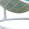 49" White Metal Indoor Outdoor Swing Chair with Aqua Cushion