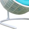 49" White Metal Indoor Outdoor Swing Chair with Aqua Cushion