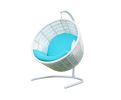 49" White Metal Indoor Outdoor Swing Chair with Aqua Cushion