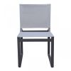 Set of Two 20" Gray and Black Aluminum Indoor Outdoor Dining Chair