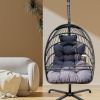 38" Slate Gray and Black Metal Indoor Outdoor Swing Chair with Slate Gray Cushion