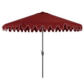 9' Red Polyester Octagonal Tilt Market Patio Umbrella