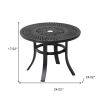 24" Black Rounded Metal Outdoor Bistro Table With Umbrella Hole