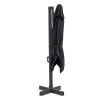 10' Black Polyester Square Tilt Cantilever Patio Umbrella With Stand