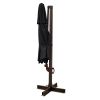 11.5' Black Polyester Round Tilt Cantilever Patio Umbrella With Stand