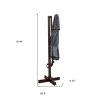 11.5' Dark Gray Polyester Round Tilt Cantilever Patio Umbrella With Stand