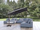 11' Dark Gray Polyester Square Tilt Cantilever Patio Umbrella With Stand