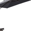 11' Dark Gray Polyester Square Tilt Cantilever Patio Umbrella With Stand