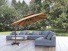 11' Tan Polyester Square Tilt Cantilever Patio Umbrella With Stand