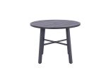42" Black Rounded Metal Outdoor Dining Table With Umbrella Hole