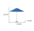 10' Blue Polyester Round Market Patio Umbrella