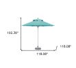 10' Aqua Polyester Round Market Patio Umbrella